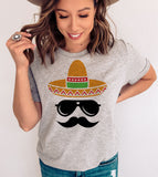 Hat Shades Mustache - Cinco De Mayo Funny Sombrero Drinks Party Celebration T-Shirt