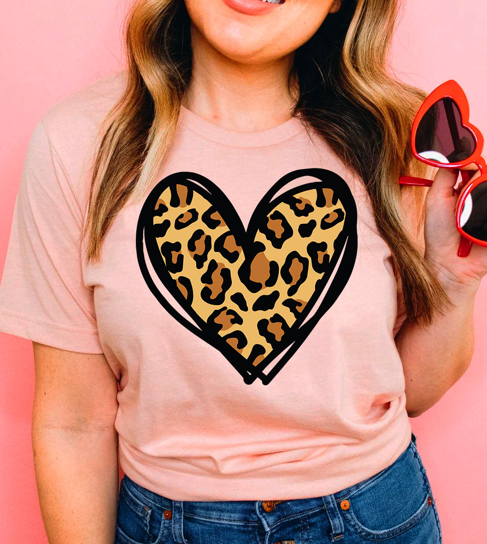 Leopard Heart - Valentine's Day Cute Heart Fun Gift T-Shirt