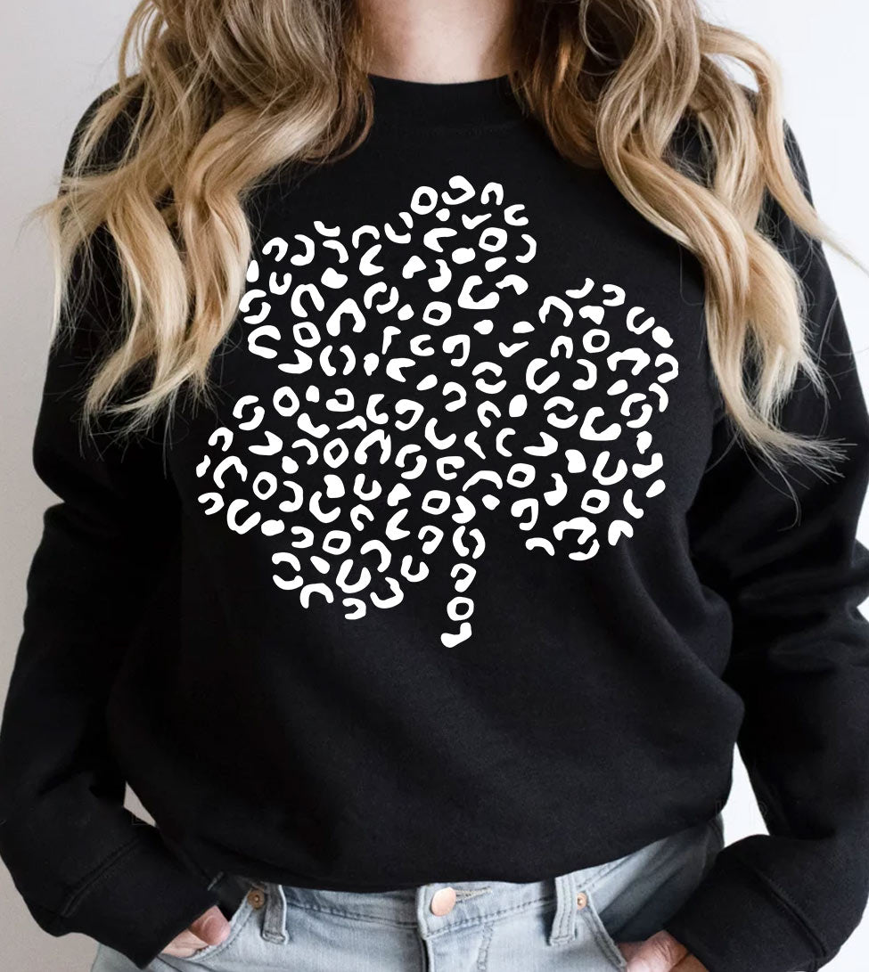 Leopard Shamrock - St. Patrick's Day Clover Luck Fun - Sweatshirt