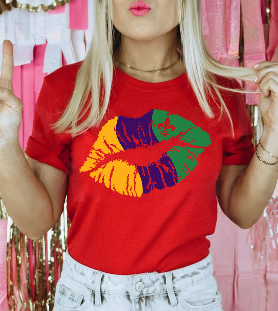 Mardi Gras Lips - Fun Cute Kiss Party NOLA Mardi Gras T-Shirt