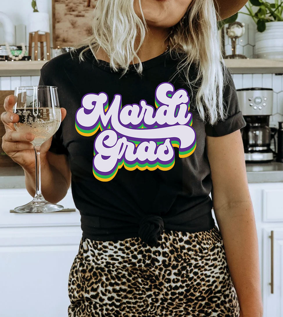 Mardi Gras Cursive - Fun Cute Sweet Party NOLA Mardi Gras T-Shirt
