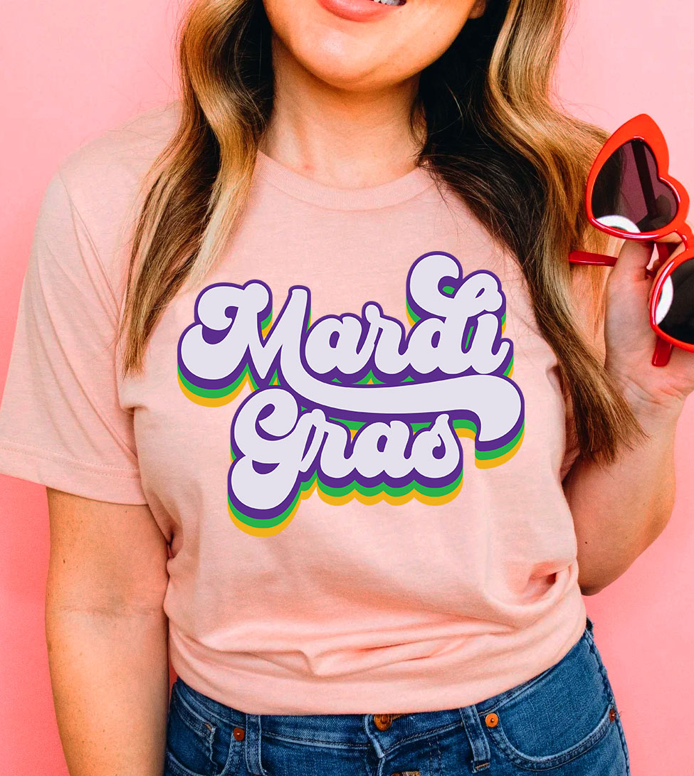 Mardi Gras Cursive - Fun Cute Sweet Party NOLA Mardi Gras T-Shirt
