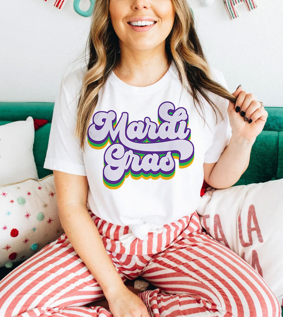Mardi Gras Cursive - Fun Cute Sweet Party NOLA Mardi Gras T-Shirt