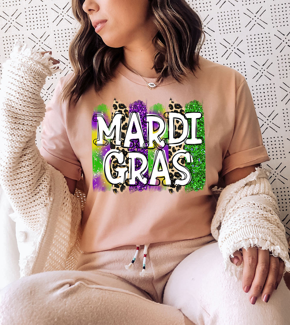 Mardi Gras Leopard Print - Fun Cute Party NOLA Mardi Gras T-Shirt