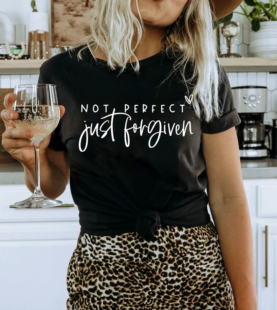 Not Perfect Just Forgiven - Easter Sweet Religious God Jesus Forgiveness T-Shirt