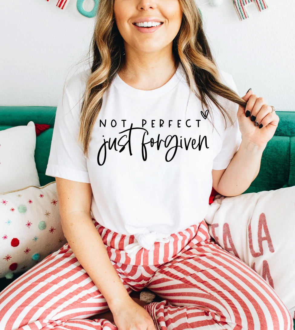 Not Perfect Just Forgiven - Easter Sweet Religious God Jesus Forgiveness T-Shirt