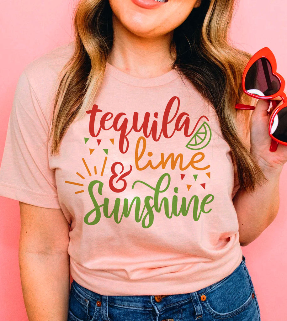 Tequila Lime & Sunshine - Cinco De Mayo Funny Sassy Drinks Party Celebration T-Shirt