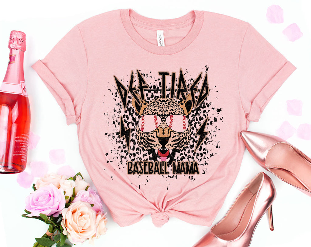 Def Tired Baseball Mom - Baseball Mama Leopard Print Shirt