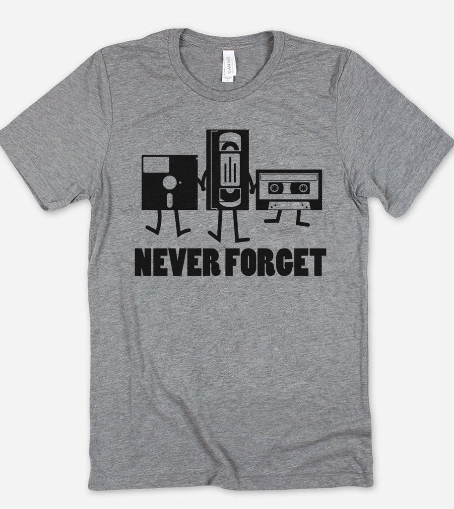 Never Forget VHS Floppy Disc - Funny Retro T-Shirt
