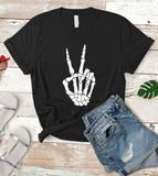 Skeleton Hand Peace Sign -  Halloween T-Shirt