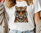 "Glam Tiger Leopard" design on a white unisex t-shirt