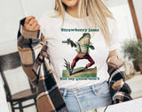 "Strawberry Jams, Glock Don't Frog Meme" design on a white unisex t-shirt