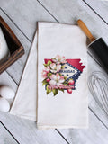 Arkansas State Flower Apple Blossom Tea Towel, Flour Sack Kitchen Dish Towel