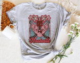 "Nashville Pink Wing" design on a heather gray unisex t-shirt