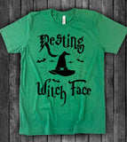 "Resting Witch Face" design on a unisex t-shirt