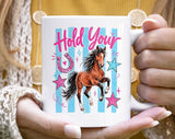 Hold Your Horses Funny Animal Pun Striped Coffee Mug
