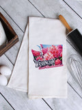 Washington State Flower Rhododendron Tea Towel, Flour Sack Kitchen Dish Towel