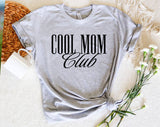 "Cool Mom Club" design on a heather gray unisex t-shirt