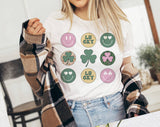 "St. Pat's Retro Circles" design on a white unisex t-shirt