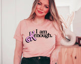 "I Am Kenough" design on a peach unisex t-shirt
