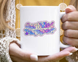 "Certified Yapper" design on a white ceramic coffee mug