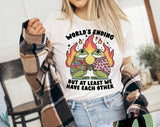 "World's Ending Frog Valentine" design on a white unisex t-shirt