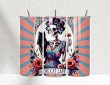 The Cat Lady Tarot Skeleton 20oz Skinny Tumbler with Lid & Straw