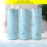"Boho Flower" design on a 20 oz skinny tumbler with lid and straw