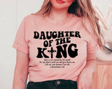 "Daughter Of The King" design on a peach unisex t-shirt