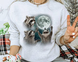 3 Raccoons Howling Sweatshirt, Funny Animal Crewneck