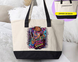 "Sweet Dreams Freddy" design on a natural canvas zippered tote bag