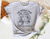"The Female Gaze" design on a heather gray unisex t-shirt