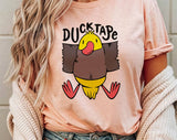 "Duck Tape" design on a peach unisex t-shirt