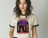 Salem Summer Camp Retro 70s Cartoon Halloween Ringer T-Shirt, Retro Contrast Trim Tee