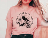 Support Your Local Murder Crow Halloween T-Shirt, Spooky Season Graphic Tee