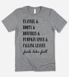 Flannel Boots Bonfires Pumpkins Leaves Fall T-Shirt, Cozy Autumn Graphic Tee