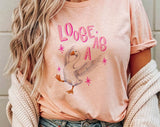 "Loose As A Goose" design on a peach unisex t-shirt