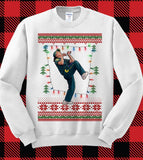 "Raygun Break Dancing" design on an ash gray unisex crewneck sweatshirt