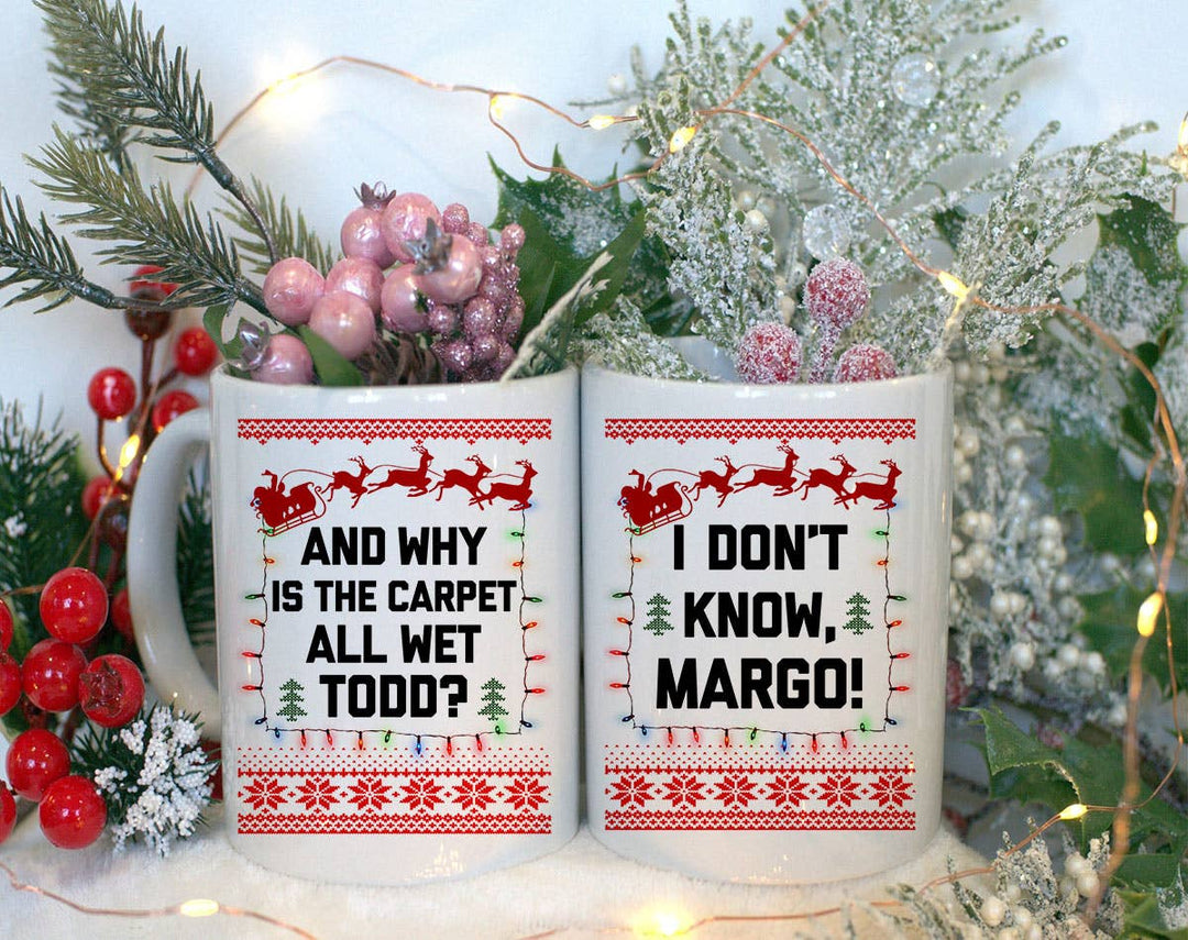 "Todd And Margo" Christmas design on a white coffee mug