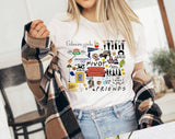 "Gilmore Girls Friends Mashup" design on a white unisex t-shirt