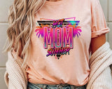 "Hot Mom Summer" design on a peach unisex t-shirt