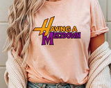"Having A Meltdown" design on a peach unisex t-shirt