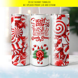 Sweet but Twisted Candy Cane Christmas 20oz Skinny Tumbler with Lid & Straw
