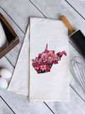 West Virginia State Flower Rhododendron Tea Towel, Flour Sack Kitchen Dish Towel
