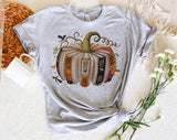 "Fourth Wing Pumpkin Book" design on a heather gray unisex t-shirt