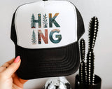 Hiking Tree Nature Drawing Trucker Hat, Snapback Mesh Cap