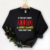 "Anime And Gaming" design on a black unisex crewneck sweatshirt