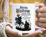 "Sleepy Hollow" Halloween design on a white coffee mug