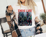 "Thug Life Horror Icons" design on a white unisex t-shirt