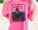 "I Don't Wanna Be Where The People Are Mermaid" design on a pink watermelon Comfort Colors t-shirt